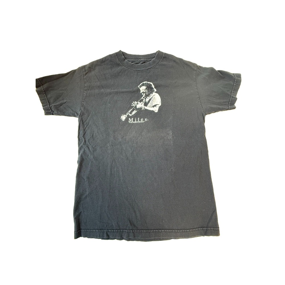 Vintage 2001 Miles Davis T Shirt Herman Leonard Jazz Trumpet Faded Black